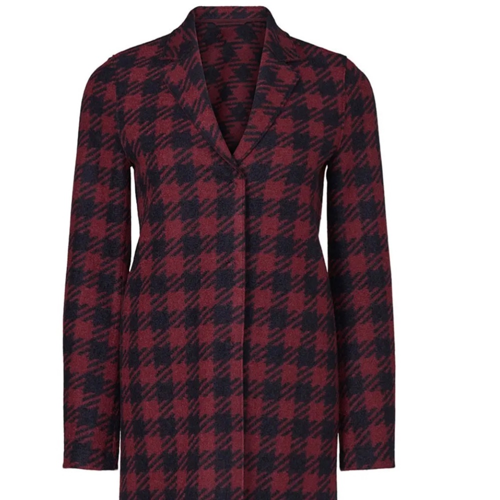 Harris Wharf London Red Gingham Wool Coat